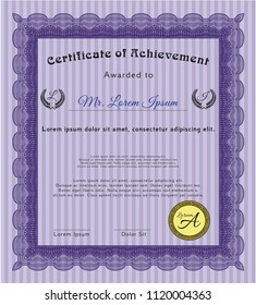 Violet Sample certificate or diploma. With complex background. Artistry design. Detailed. 