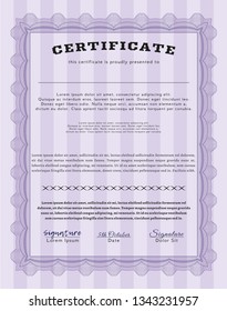 Violet Sample certificate or diploma. Customizable, Easy to edit and change colors. Easy to print. Perfect design. 