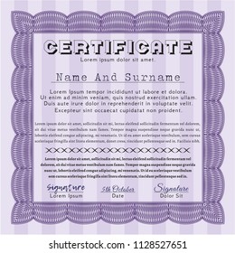 Violet Sample certificate or diploma. Detailed. Easy to print. Cordial design. 