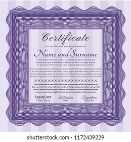 Violet Sample certificate or diploma. Detailed. Complex background. Sophisticated design. 