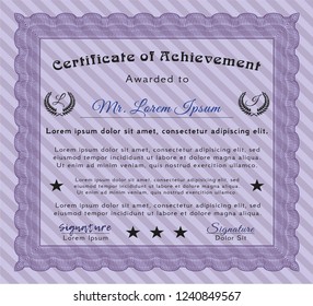 Violet Sample certificate or diploma. Detailed. Printer friendly. Elegant design. 