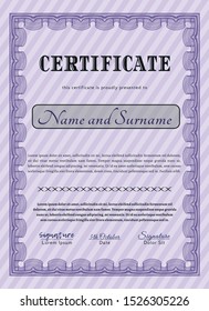 Violet Sample certificate or diploma. Detailed. Complex background. Good design. 