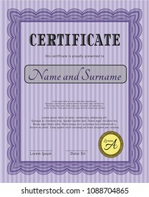 Violet Sample certificate or diploma. Good design. Detailed. With background. 