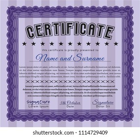 Violet Sample certificate or diploma. Lovely design. Detailed. With background. 