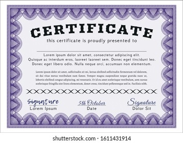 Violet Sample certificate or diploma. Money style design. Printer friendly. Detailed. 