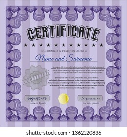 Violet Sample certificate or diploma. Printer friendly. Good design. Customizable, Easy to edit and change colors. 