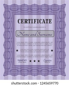 Violet Sample certificate or diploma. With quality background. Superior design. Customizable, Easy to edit and change colors. 