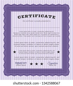 Violet Sample certificate or diploma. With quality background. Customizable, Easy to edit and change colors. Perfect design. 