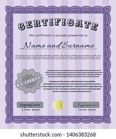 Violet Sample certificate or diploma. With quality background. Detailed. Good design. 