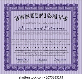  Violet Sample certificate or diploma. Retro design. With quality background. Detailed. 