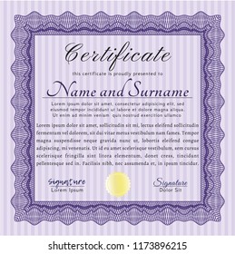 Violet Sample Certificate. Easy to print. Customizable, Easy to edit and change colors. Beauty design. 