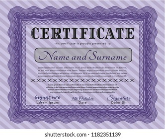 Violet Sample Certificate. Elegant design. With background. Detailed. 