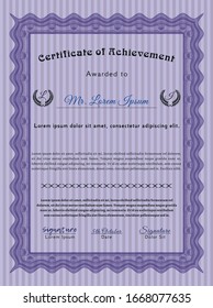 Violet Sample Certificate. Elegant design. Customizable, Easy to edit and change colors. With complex background. 