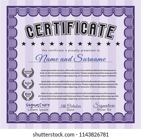 Violet Sample Certificate. Excellent design. Detailed. Easy to print. 