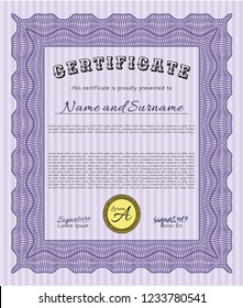 Violet Sample Certificate. Excellent design. With great quality guilloche pattern. Customizable, Easy to edit and change colors. 