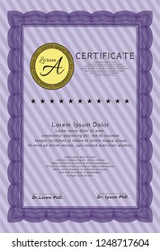 Violet Sample Certificate. With guilloche pattern. Detailed. Lovely design. 