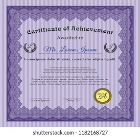 Violet Sample Certificate. Lovely design. With complex background. Customizable, Easy to edit and change colors. 