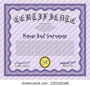 Violet Sample Certificate. Lovely design. Easy to print. Customizable, Easy to edit and change colors. 
