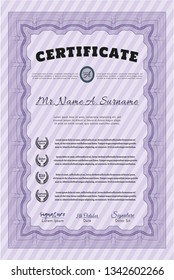 Violet Sample Certificate. Lovely design. Customizable, Easy to edit and change colors. Complex background. 