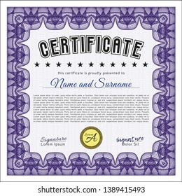 Violet Sample Certificate. Modern design. With linear background. Customizable, Easy to edit and change colors. 