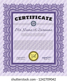 Violet Sample Certificate. Money Pattern. With quality background. Customizable, Easy to edit and change colors. 