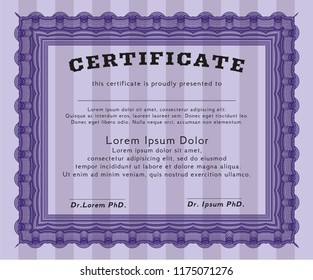 Violet Sample Certificate. Nice design. With linear background. Customizable, Easy to edit and change colors. 