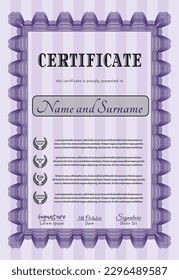 Violet Sample Certificate.  Perfect design.  With quality background.  Customizable, Easy to edit and change colors. 
