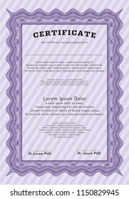 Violet Sample Certificate. Sophisticated design. Customizable, Easy to edit and change colors. Easy to print. 