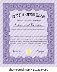 Violet Sample Certificate. Sophisticated design. Customizable, Easy to edit and change colors. With complex linear background. 