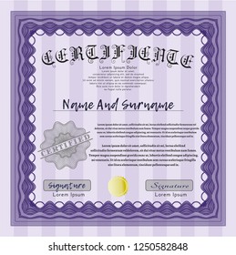 Violet Sample Certificate. Sophisticated design. Customizable, Easy to edit and change colors. With background. 