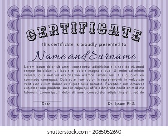 Violet Sample Diploma.  Artistry design.  Printer friendly.   