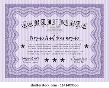 Violet Sample Diploma. Beauty design. With background. Customizable, Easy to edit and change colors. 