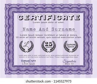 Violet Sample Diploma. Beauty design. Customizable, Easy to edit and change colors. Complex background. 