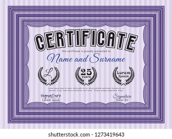 Violet Sample Diploma. Beauty design. Customizable, Easy to edit and change colors. Complex background. 