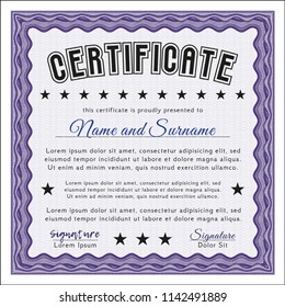Violet Sample Diploma. Customizable, Easy to edit and change colors. With complex background. Money design. 