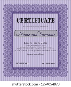 Violet Sample Diploma. Customizable, Easy to edit and change colors. With great quality guilloche pattern. Money design. 