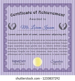 Violet Sample Diploma. Easy to print. Money design. Detailed. 