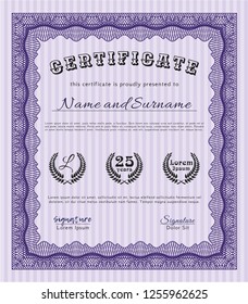 Violet Sample Diploma. Easy to print. Detailed. Elegant design. 
