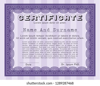 Violet Sample Diploma. Easy to print. Sophisticated design. Detailed. 