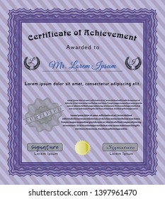 Violet Sample Diploma. Easy to print. Vector illustration. Sophisticated design. 