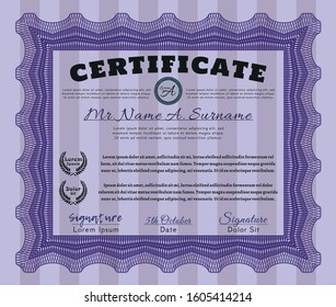 Violet Sample Diploma. Easy to print. Perfect design. Customizable, Easy to edit and change colors. 