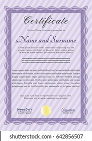 Violet Sample Diploma. Easy to print. Customizable, Easy to edit and change colors. Nice design. 