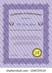 Violet Sample Diploma. Excellent design. Printer friendly. Vector illustration. 