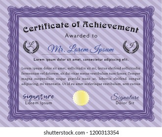 Violet Sample Diploma. Good design. Complex background. Detailed. 