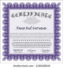 Violet Sample Diploma. Good design. Detailed. Easy to print. 