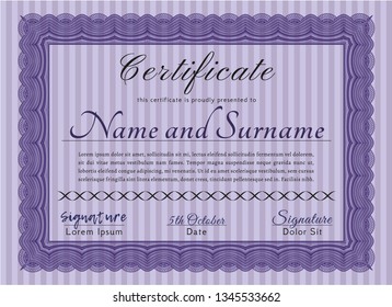 Violet Sample Diploma. Good design. Complex background. Customizable, Easy to edit and change colors. 