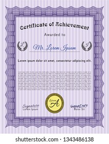Violet Sample Diploma. With great quality guilloche pattern. Customizable, Easy to edit and change colors. Lovely design. 