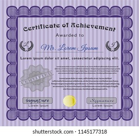 Violet Sample Diploma. With linear background. Customizable, Easy to edit and change colors. Nice design. 