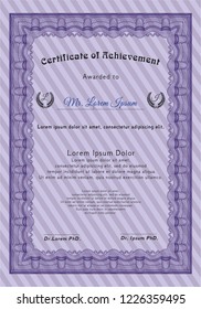 Violet Sample Diploma. With linear background. Beauty design. Detailed. 