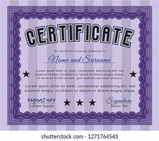 Violet Sample Diploma. With linear background. Detailed. Nice design. 